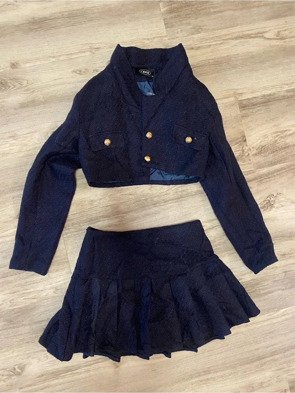 Cider Navy Tweed Skirt Set - Elegant Women's Two-Piece -NWOT never worn